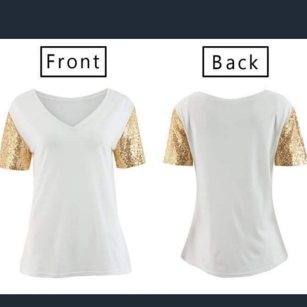 Tee with sequin sleeves